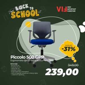 Piccolo 500 GPD dječija radna stolica -sivi ram